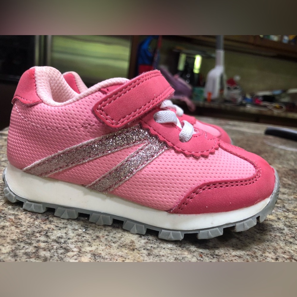 Carter's Cute Pink and Silver Sparkle Toddler Girl Sneakers